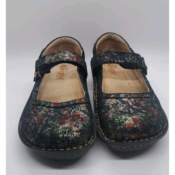 Alegria Romantic Mary Jane Shoes 38 8/8.5 Belle Colorful Shiny Floral Comfort - Picture 5 of 8